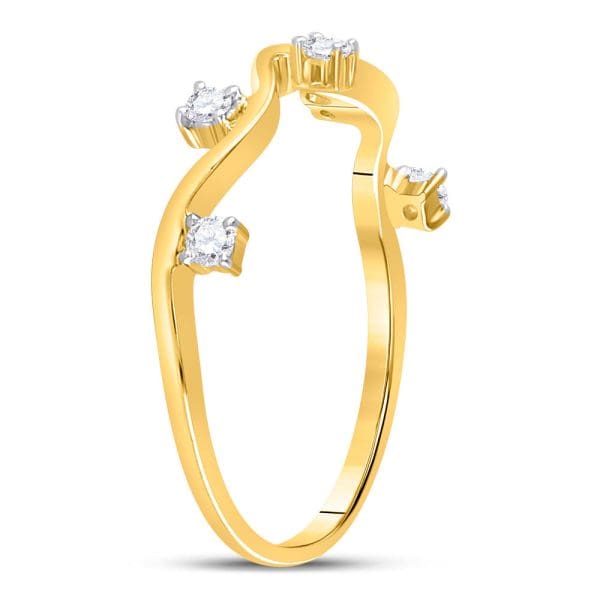 10kt Yellow Gold  Round Diamond Wave Stackable Band Ring 1/8 Cttw - Image 3