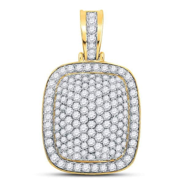 14kt Yellow Gold His Round Diamond Pillow Charm Pendant 3 Cttw