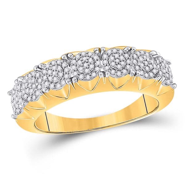 10kt Yellow Gold His Round Diamond Cluster Band Ring 1/3 Cttw