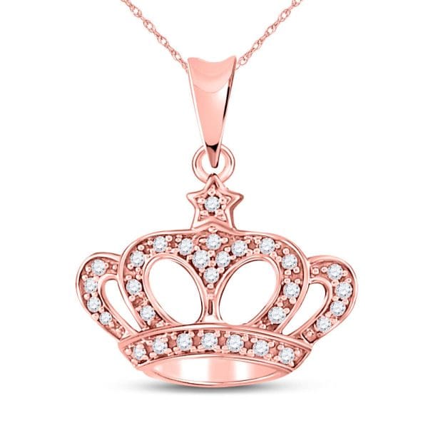 Round Diamond Crown Fashion Pendant - 10kt Rose Gold