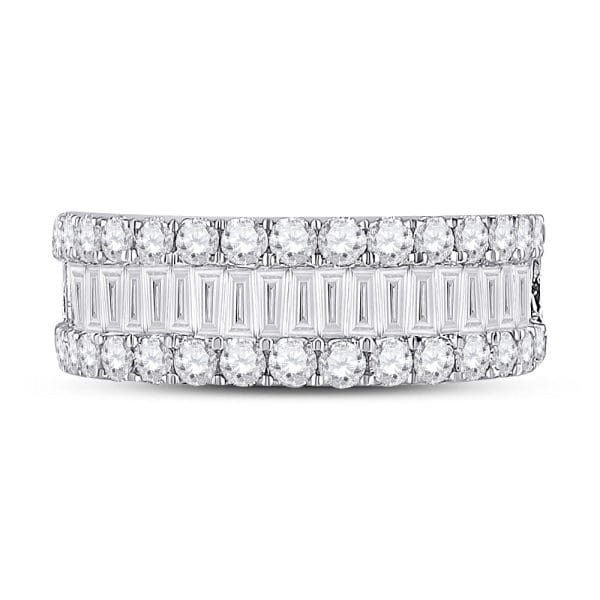 14kt White Gold  Baguette Diamond Anniversary Ring 2 Cttw - Image 2