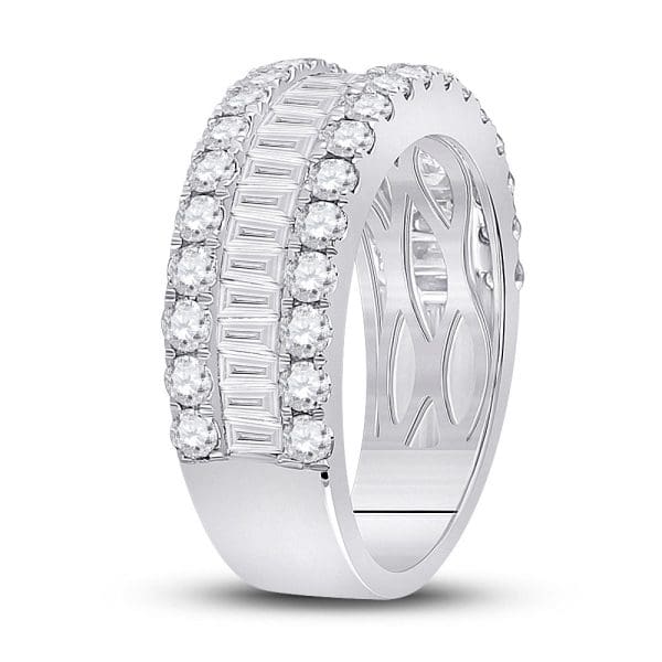 14kt White Gold  Baguette Diamond Anniversary Ring 2 Cttw - Image 3