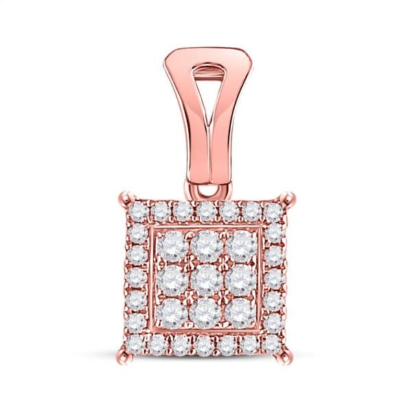 Round Diamond Square Cluster Pendant - 14kt Rose Gold