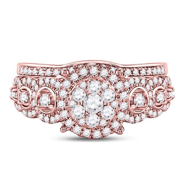 Rose Gold Round Diamond Bridal Wedding Ring Band - 14kt Rose Gold - Image 2