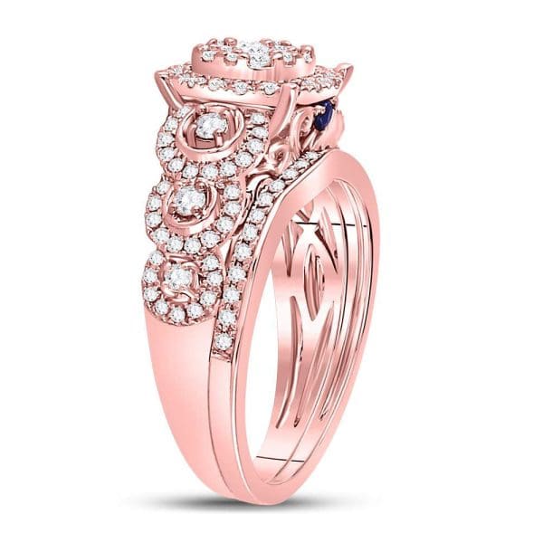 Rose Gold Round Diamond Bridal Wedding Ring Band - 14kt Rose Gold - Image 3