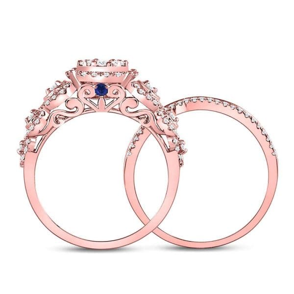 Rose Gold Round Diamond Bridal Wedding Ring Band - 14kt Rose Gold - Image 4