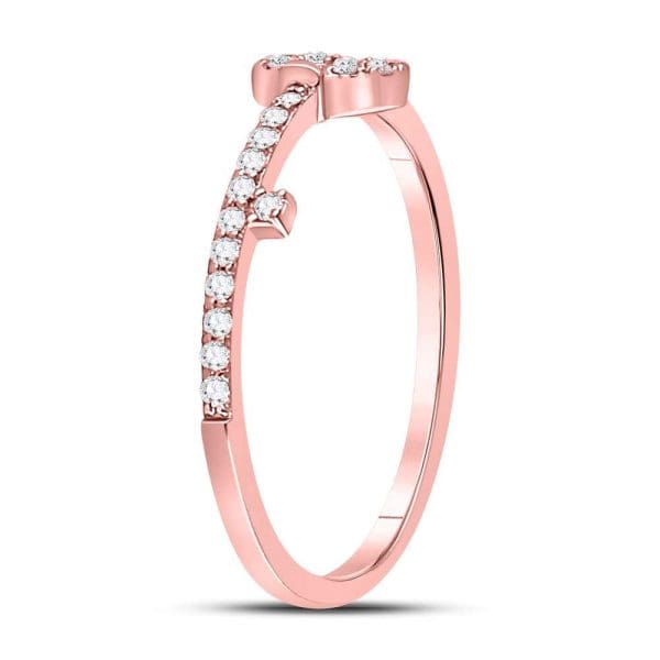 Round Diamond Key Stackable Band Ring -  10kt Rose Gold - Image 3
