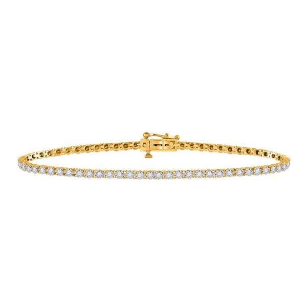 14kt Yellow Gold - Round Diamond Tennis Bracelet