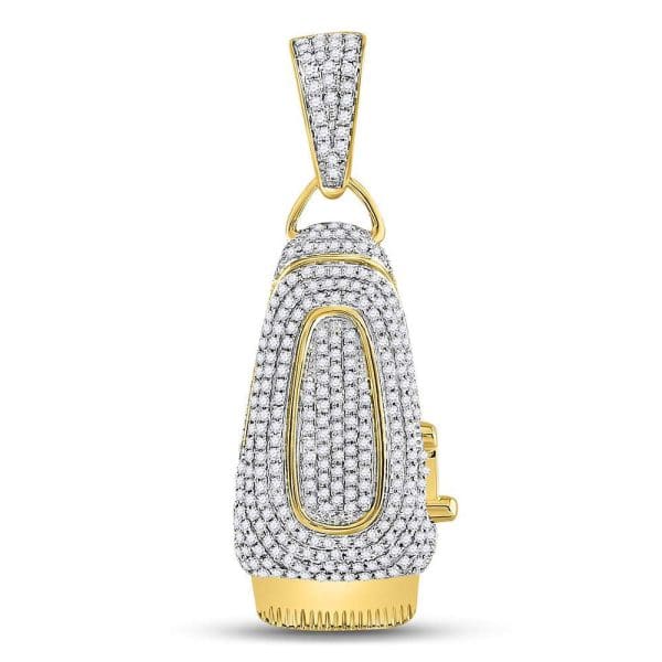 Round Diamond Barber Clipper Trimmer Charm Pendant - 10K Yellow Gold - Diamond Pendant Charm