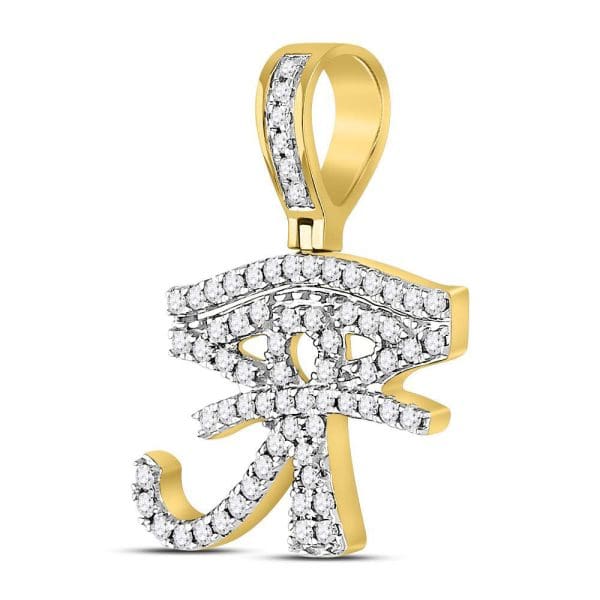 Round Diamond Eye of Ra Charm Pendant - 10K Yellow Gold - Diamond Pendant Charm - Image 2