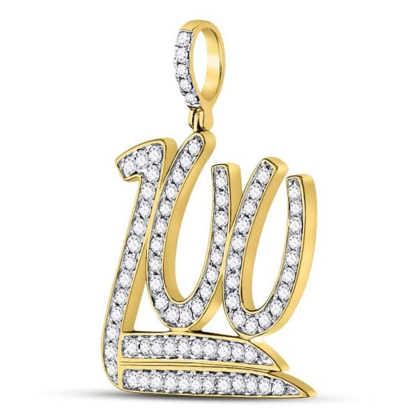 Round Diamond 100 Hundred Emoji Charm Pendant - 10K Yellow Gold - Diamond Charm Pendant - Image 2