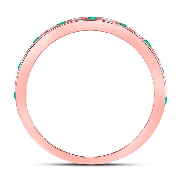 10kt Rose Gold  Round Emerald Diamond Alternating Stackable Band Ring 1/4 Cttw - Image 4