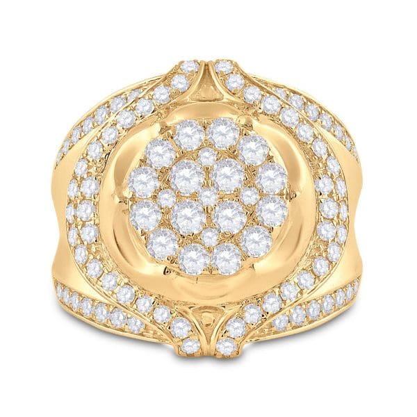 10kt Yellow Gold His Round Diamond Cluster Ring 2-1/4 Cttw - Image 2