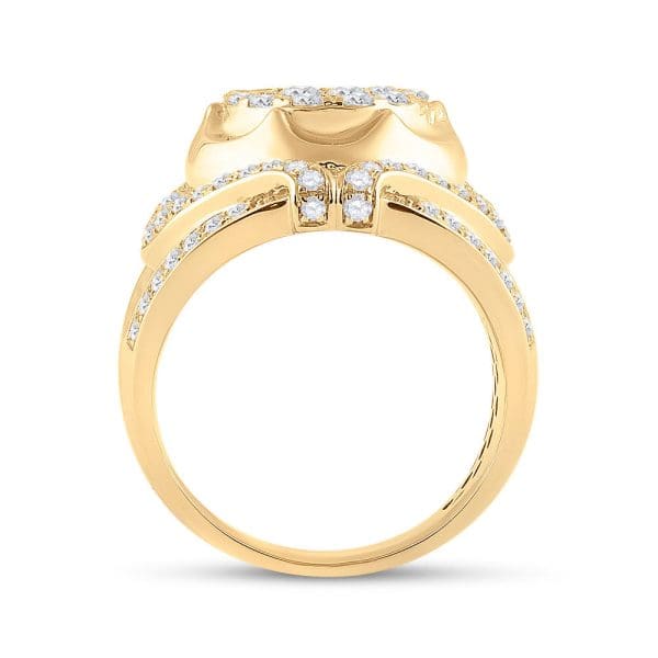10kt Yellow Gold His Round Diamond Cluster Ring 2-1/4 Cttw - Image 3
