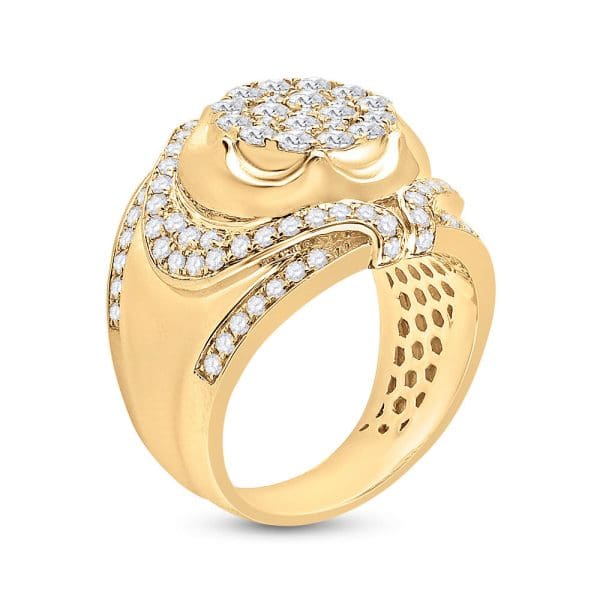 10kt Yellow Gold His Round Diamond Cluster Ring 2-1/4 Cttw - Image 4