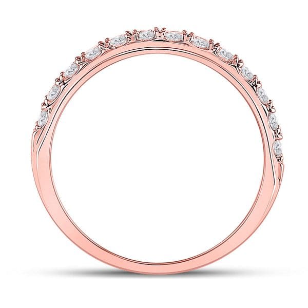 14kt Rose Gold His Round Diamond Wedding Single Row Band Ring 3/4 Cttw - Image 3