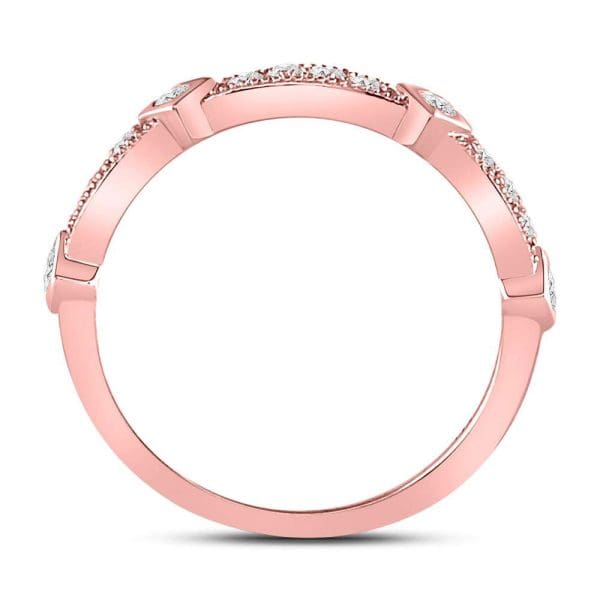 10kt Rose Gold  Round Diamond Milgrain Band Ring 1/4 Cttw - Image 4
