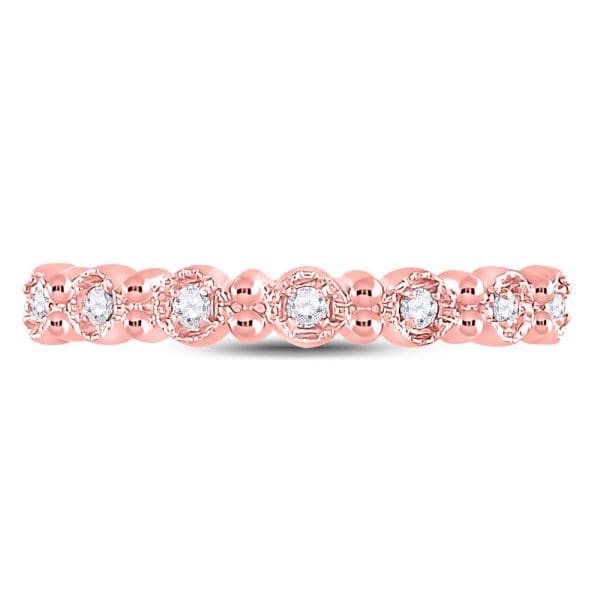 10kt Rose Gold  Round Diamond Stackable Band Ring 1/10 Cttw - Image 2