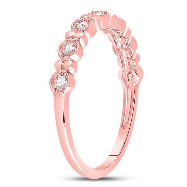 10kt Rose Gold  Round Diamond Stackable Band Ring 1/10 Cttw - Image 3