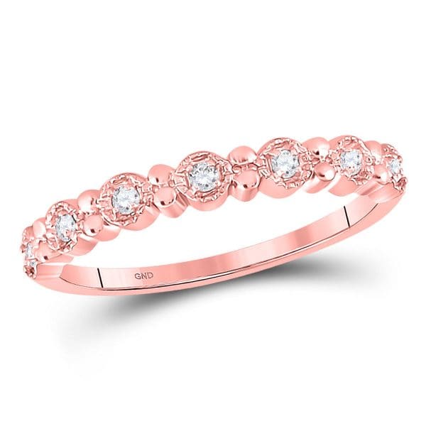 10kt Rose Gold  Round Diamond Stackable Band Ring 1/10 Cttw