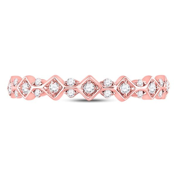 10kt Rose Gold  Round Diamond Stackable Band Ring 1/6 Cttw - Image 2