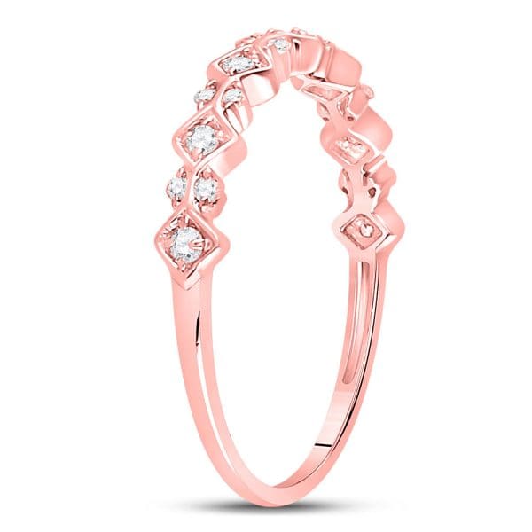 10kt Rose Gold  Round Diamond Stackable Band Ring 1/6 Cttw - Image 3