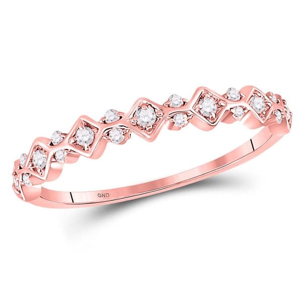 10kt Rose Gold  Round Diamond Stackable Band Ring 1/6 Cttw