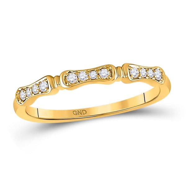 10kt Yellow Gold  Round Diamond Stackable Band Ring 1/10 Cttw