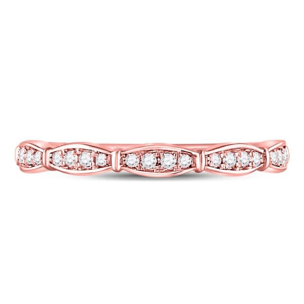 10kt Rose Gold  Round Diamond Stackable Band Ring 1/8 Cttw - Image 2