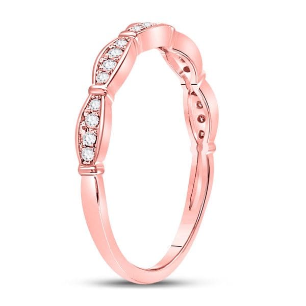 10kt Rose Gold  Round Diamond Stackable Band Ring 1/8 Cttw - Image 3