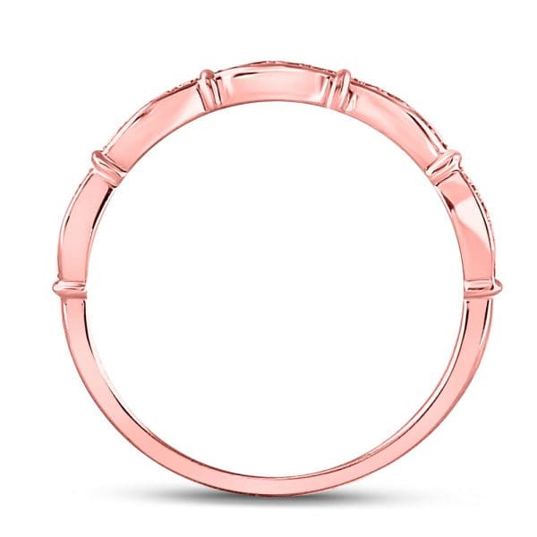 10kt Rose Gold  Round Diamond Stackable Band Ring 1/8 Cttw - Image 4