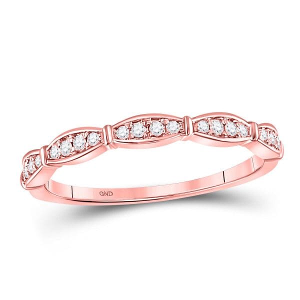 10kt Rose Gold  Round Diamond Stackable Band Ring 1/8 Cttw