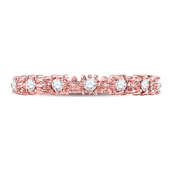 10kt Rose Gold  Round Diamond Stackable Band Ring 1/6 Cttw - Image 2