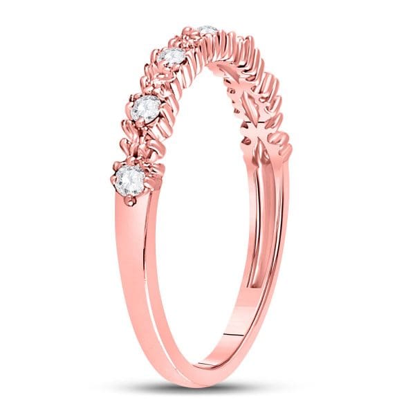 10kt Rose Gold  Round Diamond Stackable Band Ring 1/6 Cttw - Image 3