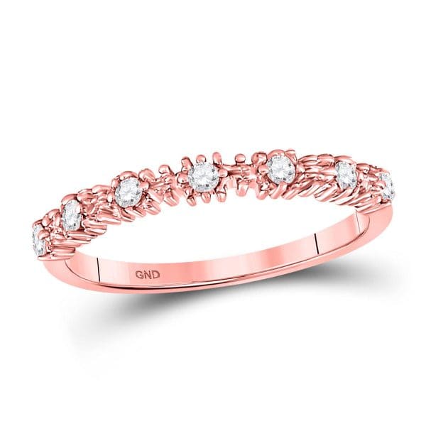 10kt Rose Gold  Round Diamond Stackable Band Ring 1/6 Cttw