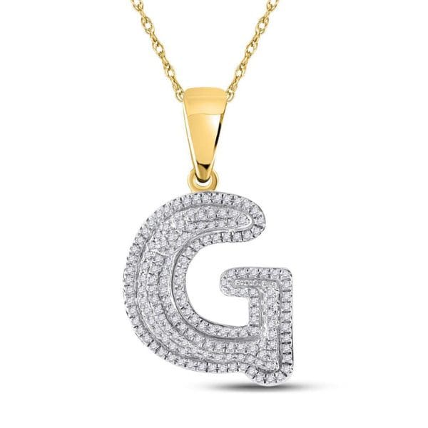 10kt Yellow Gold His Round Diamond Initial G Letter Charm Pendant 1/2 Cttw