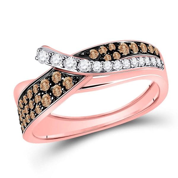 14kt Rose Gold  Round Brown Diamond Band Ring 1/2 Cttw