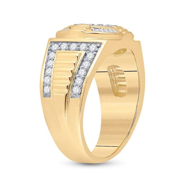10kt Yellow Gold His Round Diamond Circle Cluster Ring 1 Cttw - Image 4
