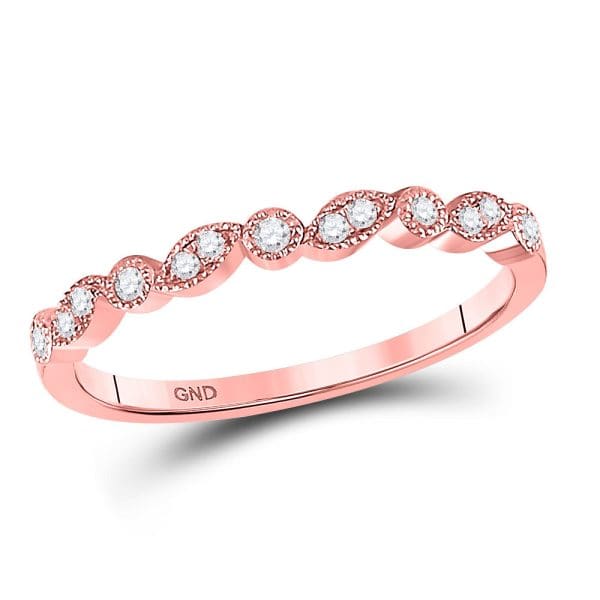 10kt Rose Gold  Round Diamond Stackable Band Ring 1/10 Cttw