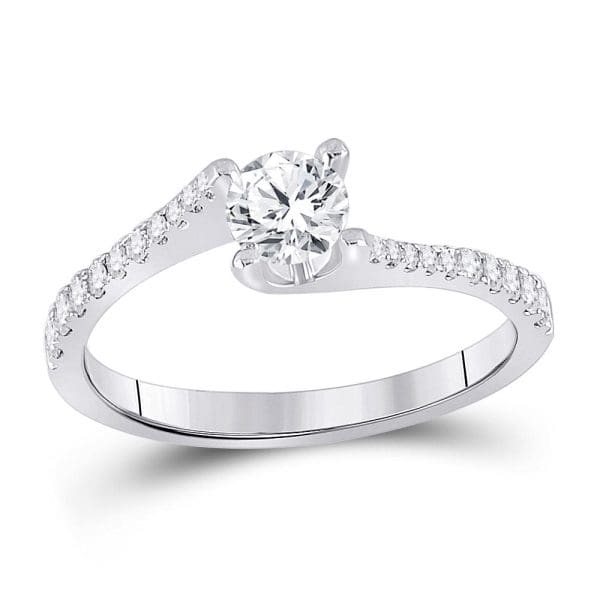 14kt White Gold Round Diamond Solitaire Bridal Wedding Engagement Ring 3/4 Cttw