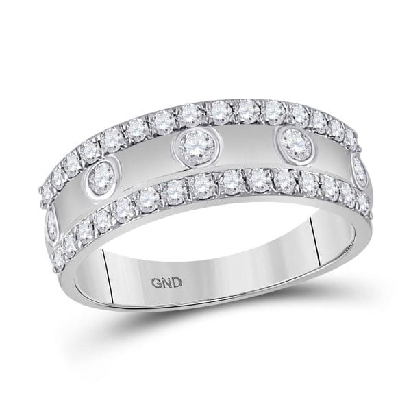 10kt White Gold  Round Diamond Anniversary Ring 3/4 Cttw