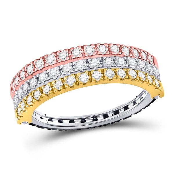 10kt Tri-Tone Gold  Round Black Color Enhanced Diamond Convertible Band Ring 1 Cttw - Image 3