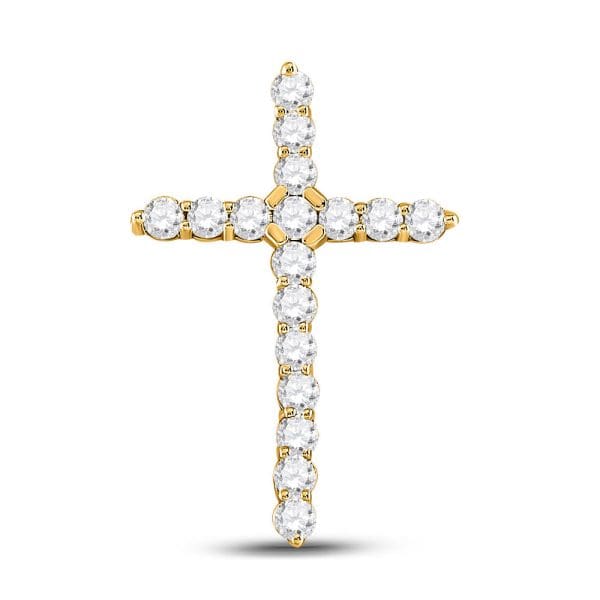 14kt Yellow Gold  Round Diamond Cross Pendant 1/2 Cttw