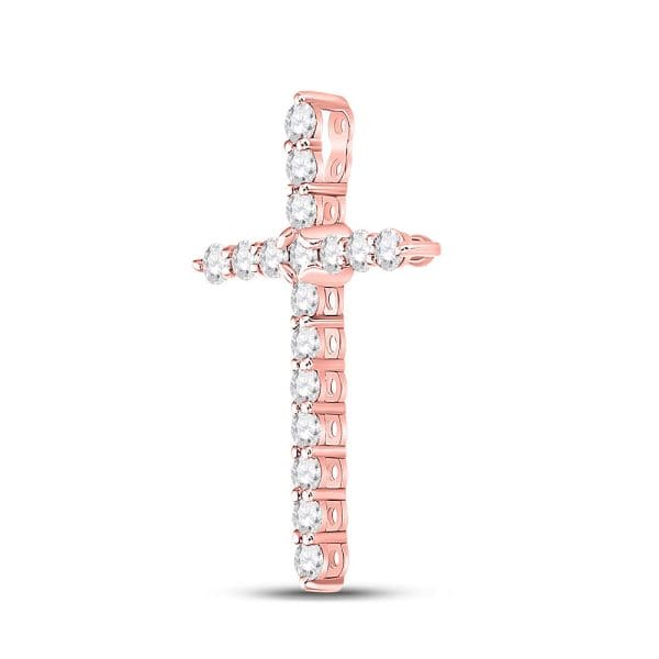 14kt Rose Gold  Round Diamond Cross Pendant 1/2 Cttw - Image 2