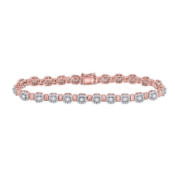 14kt Rose Gold  Round Diamond Link Bracelet 2-1/5 Cttw