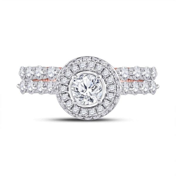 14kt Two-tone Gold Round Diamond Bridal Wedding Ring Band Set 1-3/4 Cttw - Image 2