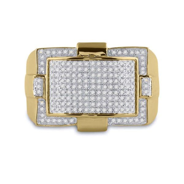 10kt Yellow Gold His Round Diamond Cluster Ring 1/2 Cttw - Image 2