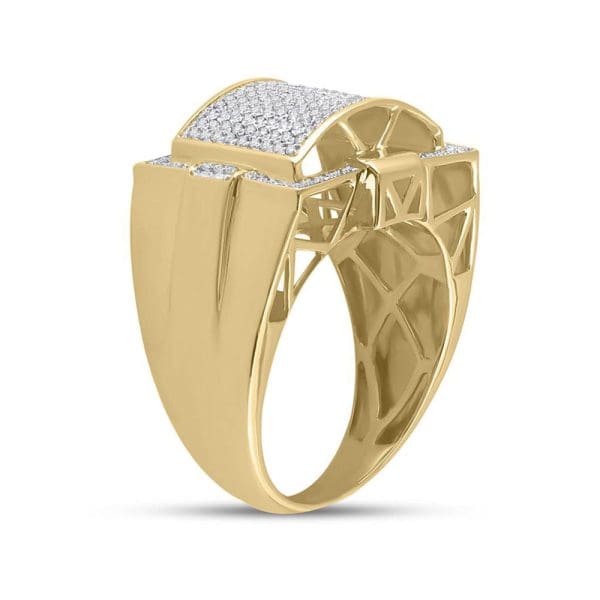 10kt Yellow Gold His Round Diamond Cluster Ring 1/2 Cttw - Image 4