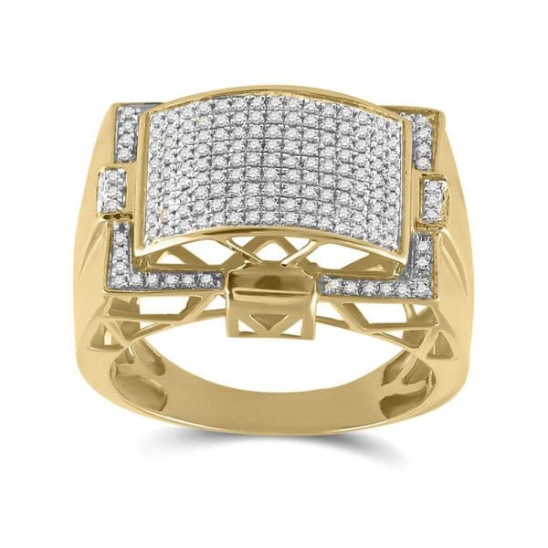 10kt Yellow Gold His Round Diamond Cluster Ring 1/2 Cttw