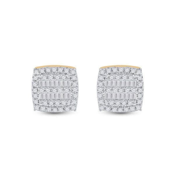 10kt Yellow Gold  Baguette Diamond Square Earrings 1/3 Cttw - Image 2